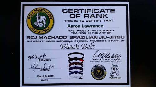 Black belt · March 9, 2019 · Promoted by Master Carlos Machado
