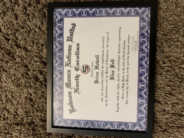 Blue belt · March 2, 2019 · Promoted by Steve Snyder
