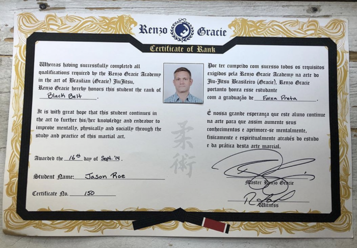 Black belt · September 16, 2014 · Promoted by Renzo Gracie