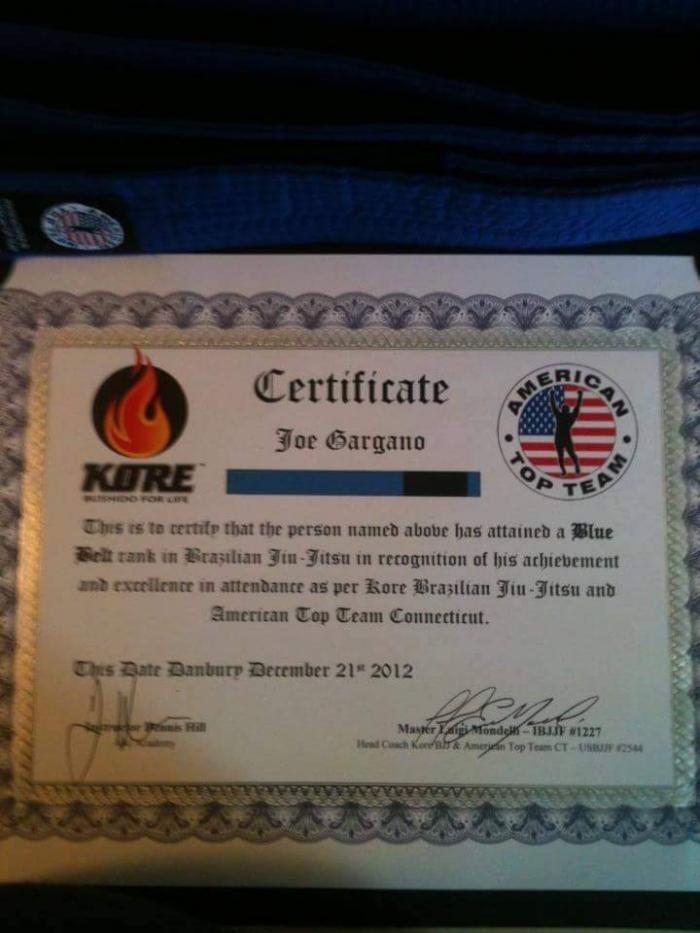 Blue belt · December 21, 2012 · Promoted by Luigi Mondelli