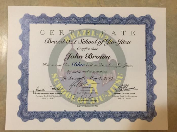 Blue belt · May 4, 2019 · Promoted by Jesus Orlando Santiago