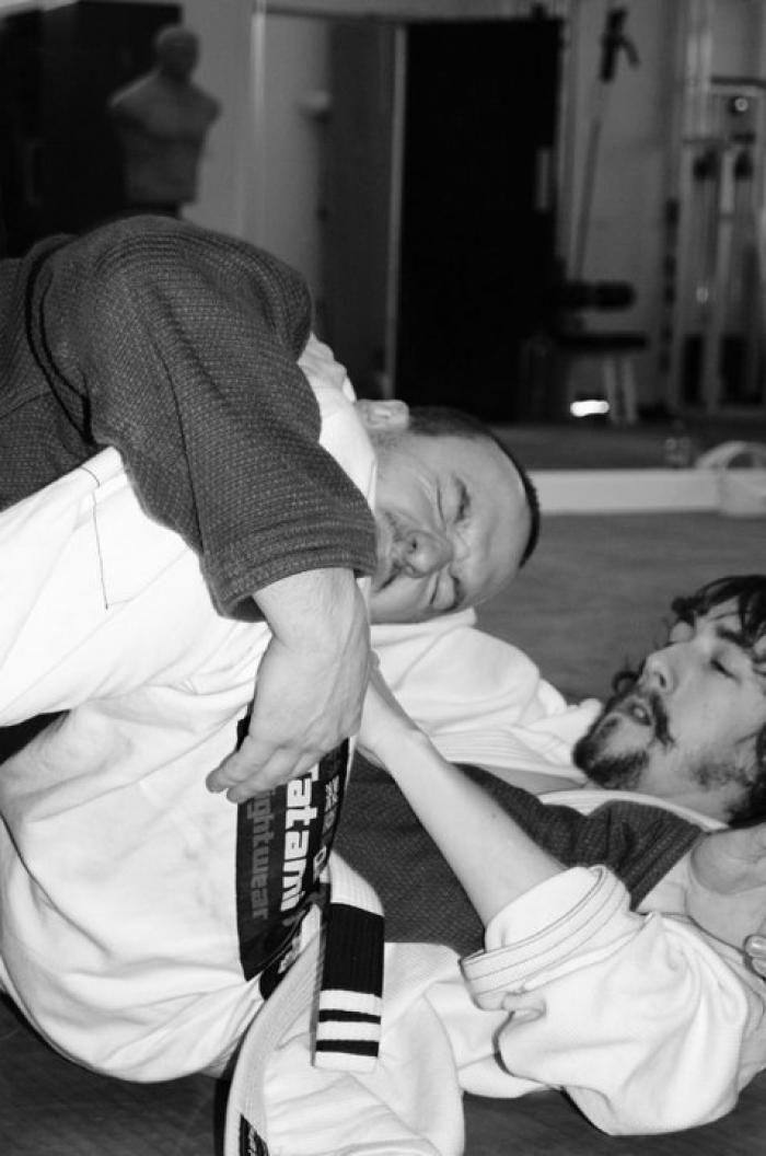 White belt Baz, choking my old manager.