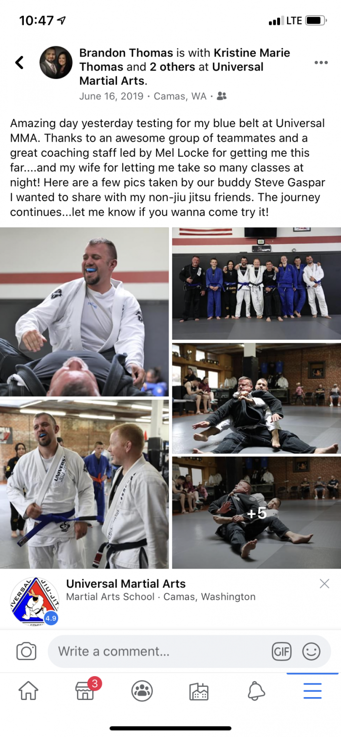 Blue belt · June 15, 2019 · Promoted by Mel Locke