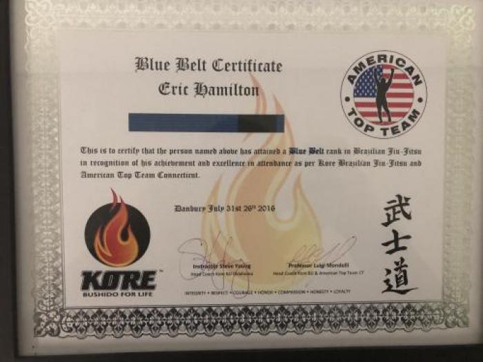 Blue belt · July 26, 2016 · Promoted by Steve Young