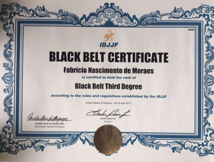 Black belt 3rd degree · June 30, 2013 · Promoted by ROBSON MOURA