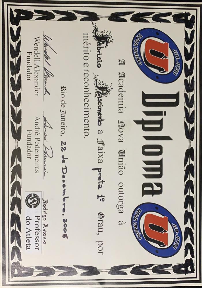 Black belt 1st degree · December 22, 2005 · Promoted by RODRIGO ANTONIO GARCIA