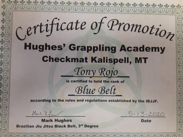 Blue belt · May 13, 2020 · Promoted by Mark Hughes