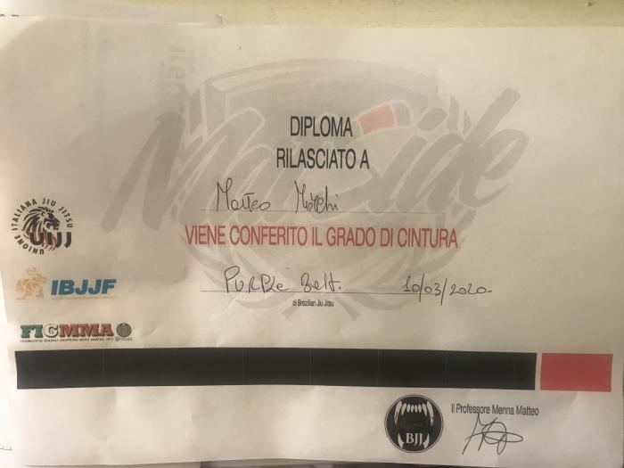 Purple belt · August 24, 2019 · Promoted by Matteo Menna