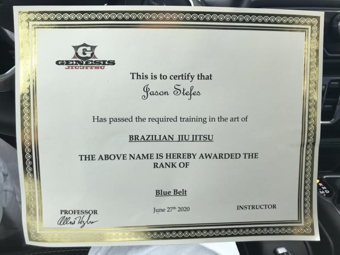 Blue belt · June 27, 2020 · Promoted by Albert Hughes