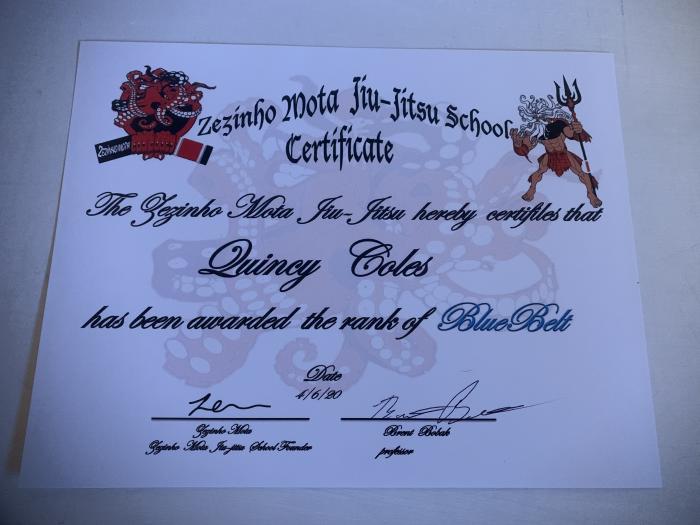 Blue belt · June 4, 2020 · Promoted by Zezinho Mota