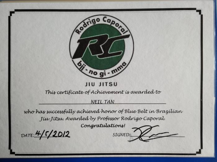 Blue belt · April 5, 2012 · Promoted by Rodrigo Caporal