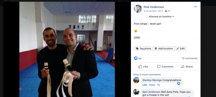 First Stripe on White-Belt awarded by Vanderson Pires - 8th November 2013