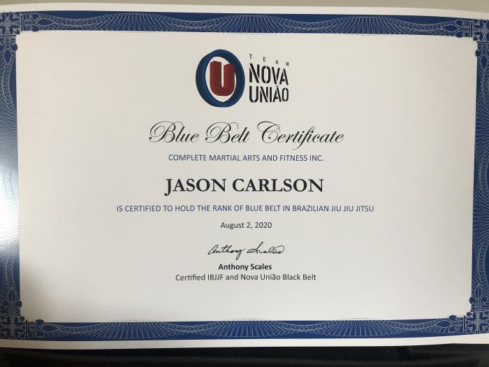Blue belt · August 2, 2020 · Promoted by Jason Church