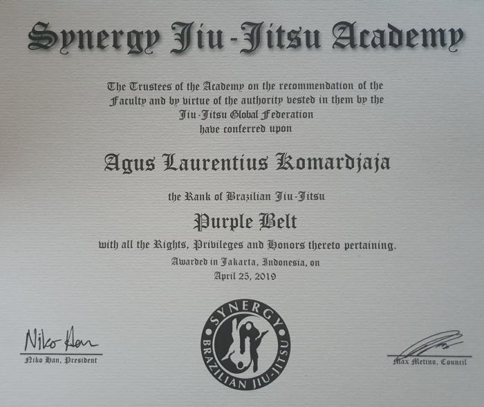 Purple belt · February 27, 2020 · Promoted by Max Metino