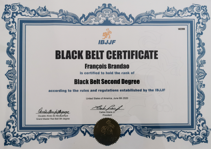 Black belt certificate