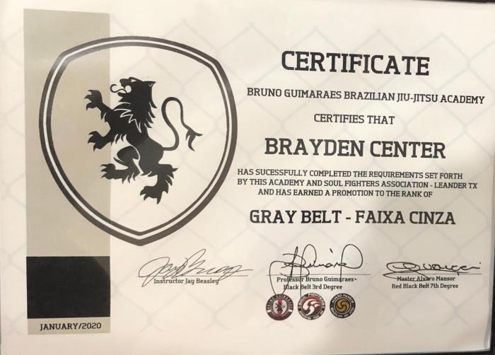 Gray belt · December 19, 2020 · Promoted by Bruno Guimaraes