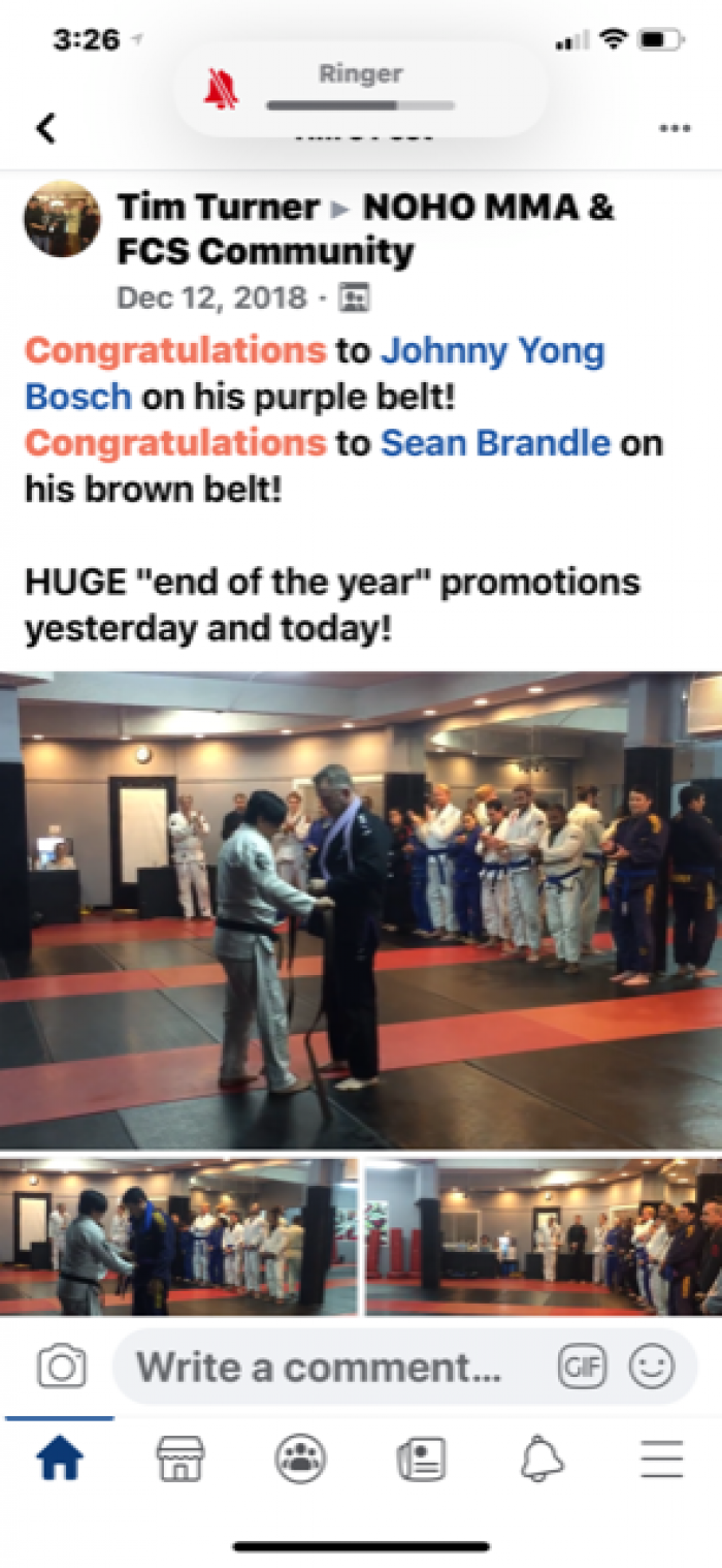 Brown belt · December 13, 2018 · Promoted by Steve Baca