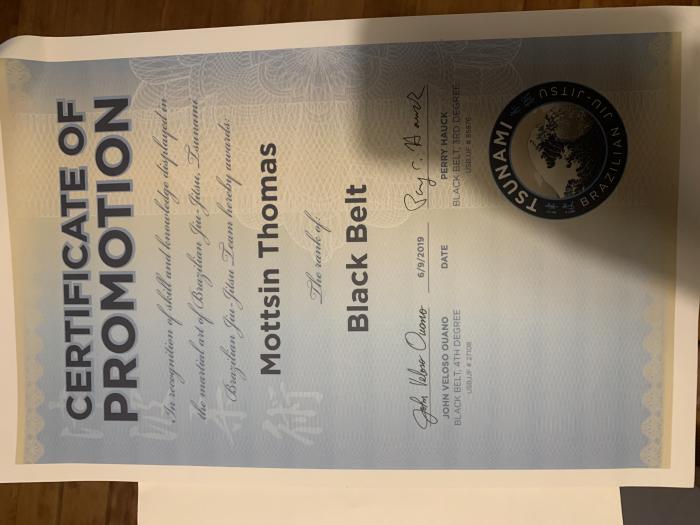 Black belt · June 9, 2019 · Promoted by John Ouano