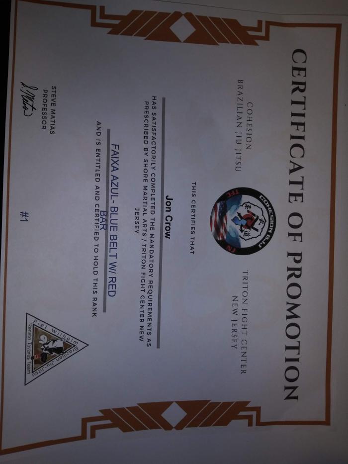 Blue belt · January 5, 2018 · Promoted by Steven Matias