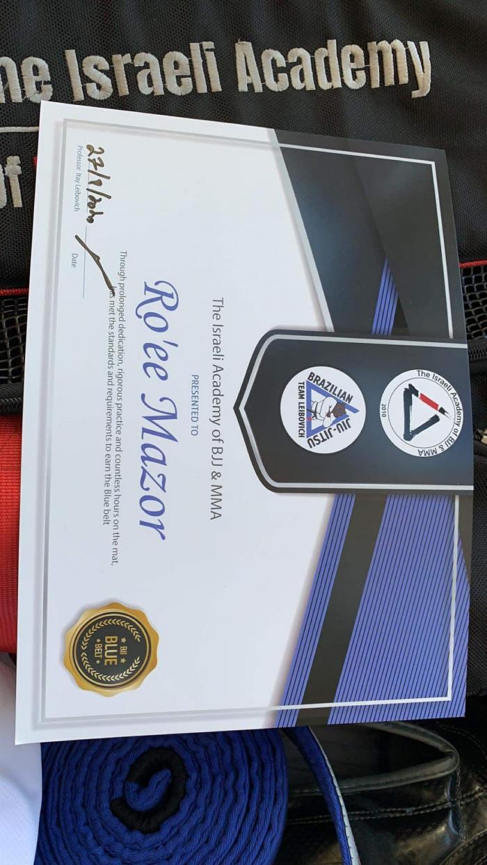 Blue belt · August 17, 2020 · Promoted by Itay Leibovich