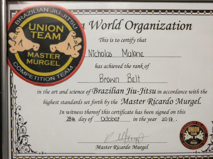 Brown belt · October 28, 2017 · Promoted by Ricardo Murgel
