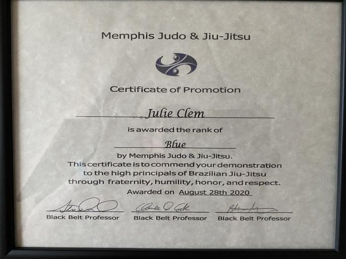 Blue belt · August 28, 2020 · Promoted by Claude Donald Cook