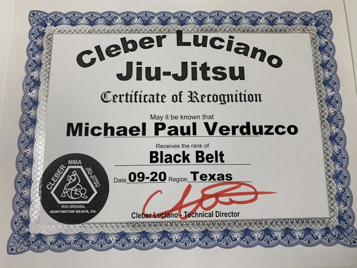Black belt · September 13, 2020 · Promoted by Rudy Vasquez