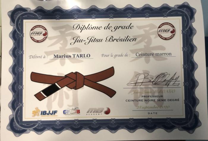 Brown belt · September 23, 2020 · Promoted by Jean-Louis Mbongo