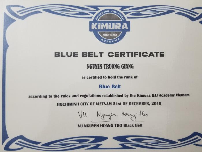 Blue belt · December 21, 2019 · Promoted by Vu Nguyen Hoang Thọ