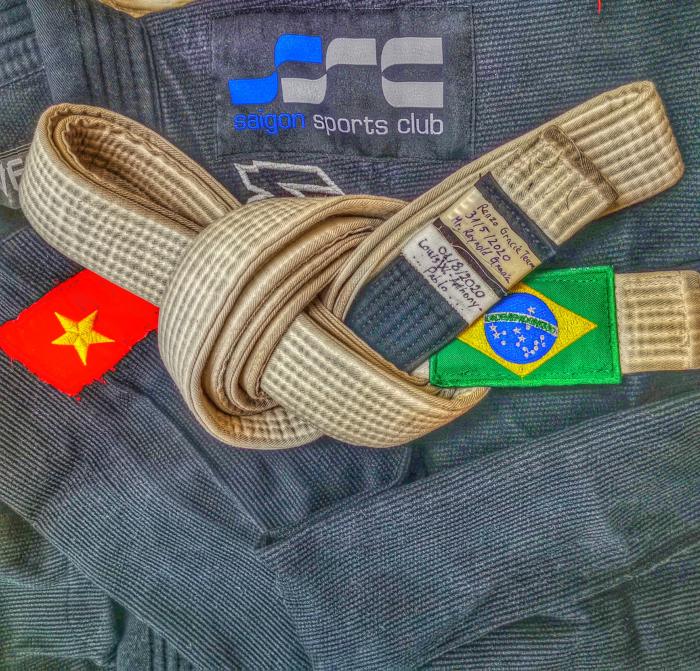 My white belt 2 stripes. With some memories on the stripes