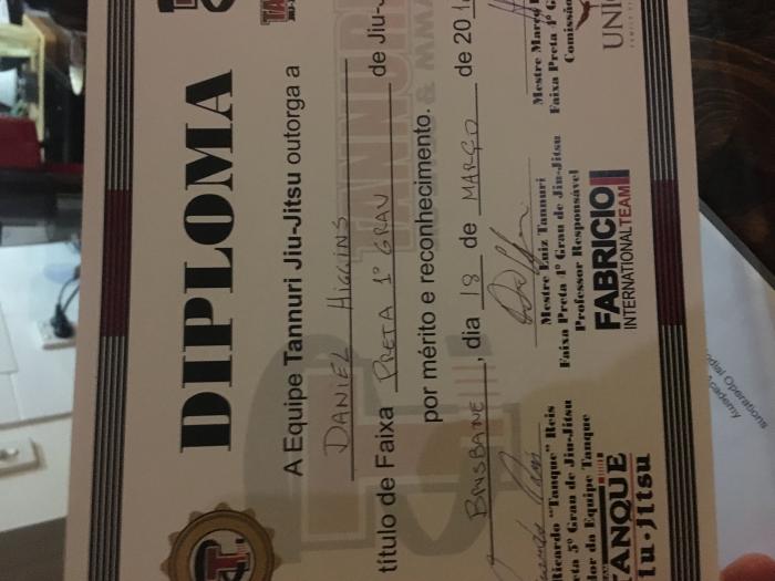 Black belt 1st degree · March 18, 2016 · Promoted by Luiz Tannuri