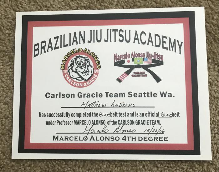 Blue belt · December 22, 2006 · Promoted by Marcelo Alonzo
