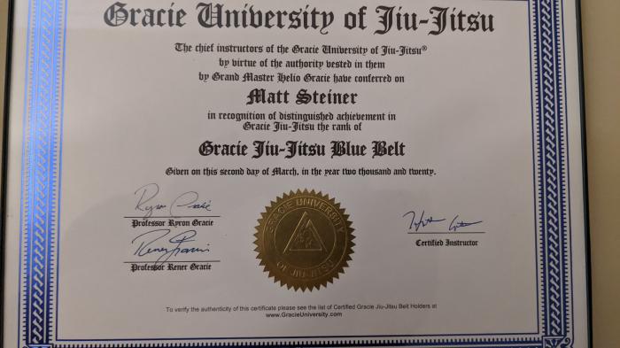 Blue belt · March 2, 2020 · Promoted by Houston Cottrell