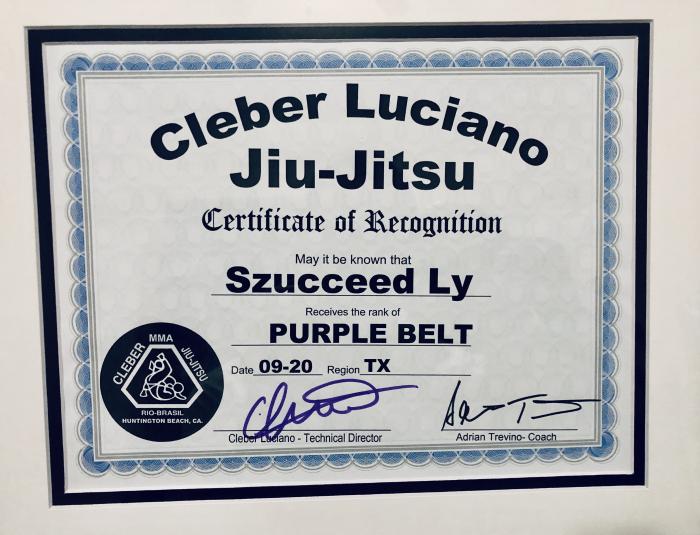 Purple belt · September 12, 2020 · Promoted by Adrian J Trevino