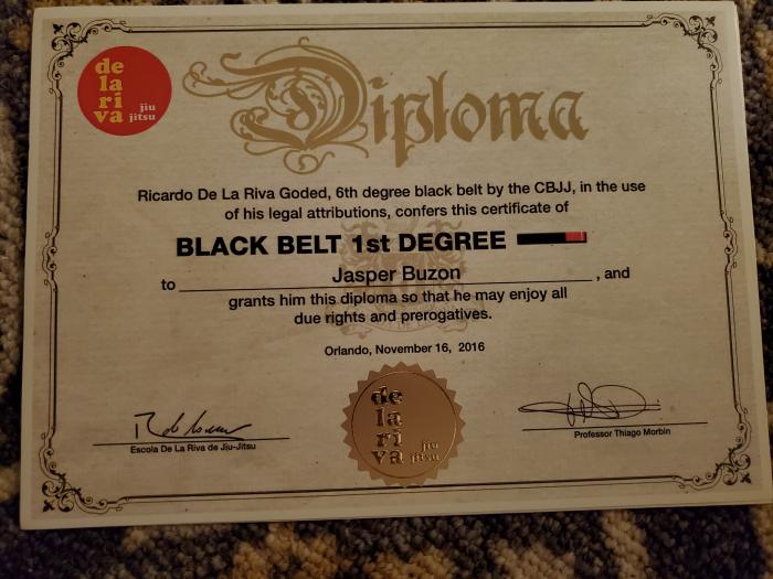 Black belt 1st degree · November 16, 2016 · Promoted by Thiago Domingues
