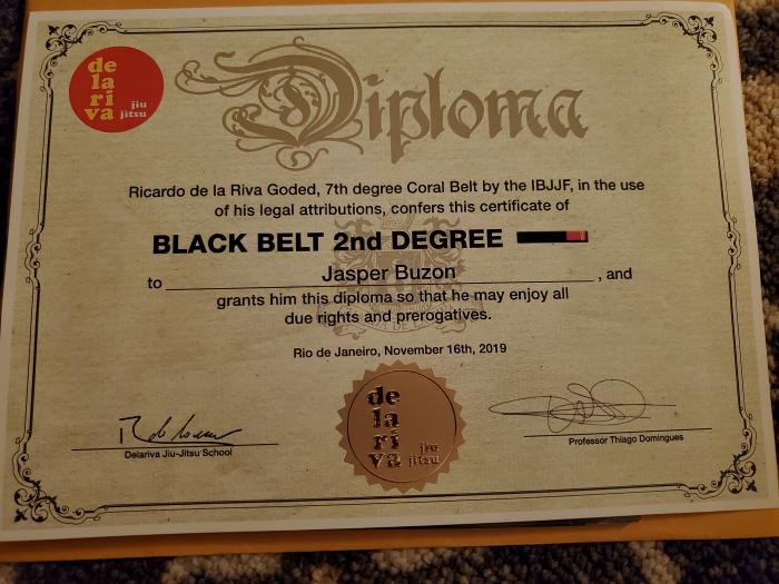 Black belt 2nd degree · November 16, 2019 · Promoted by Thiago Domingues