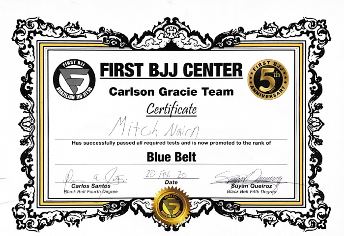 Blue belt · February 22, 2020 · Promoted by Carlos Santos