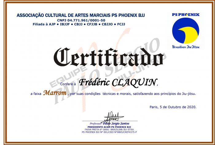 Brown belt · October 5, 2020 · Promoted by Paulo Sergio Santos