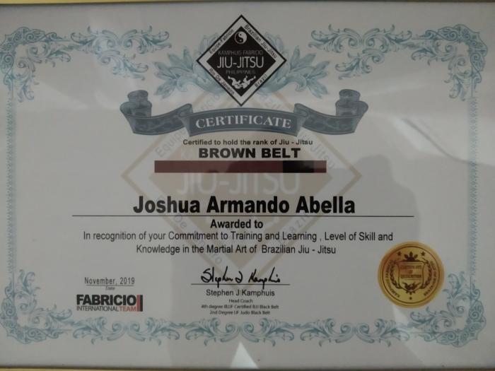 Brown belt · November 19, 2019 · Promoted by Stephen Kamphuis