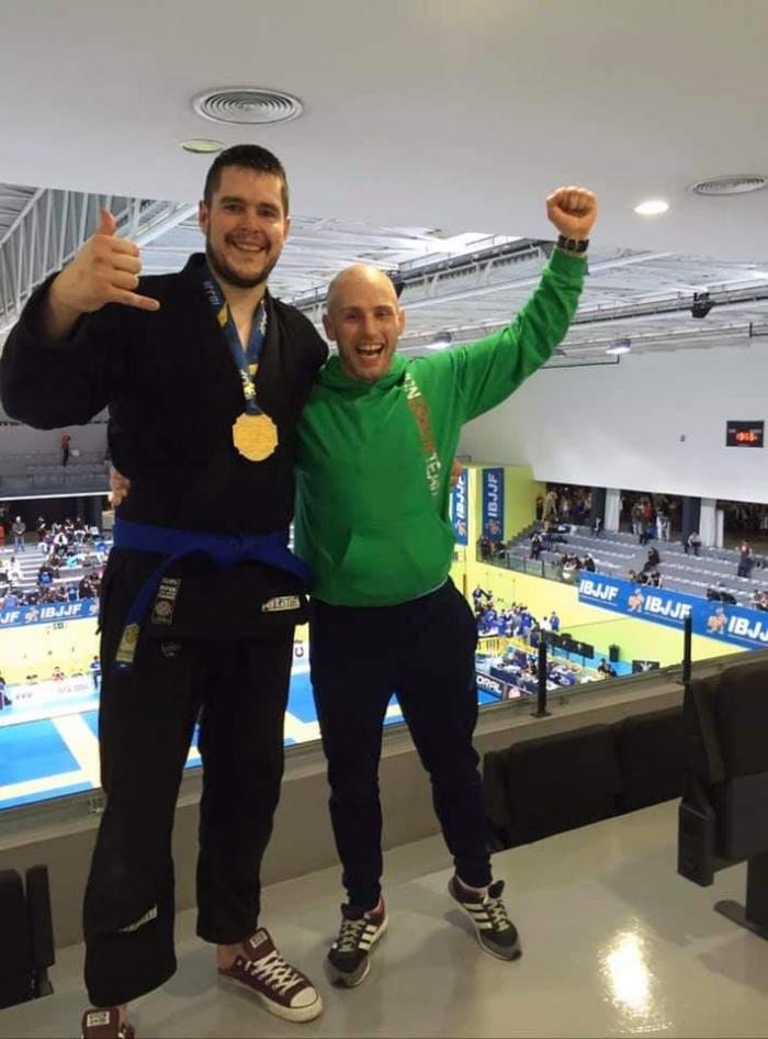 Promotion to BJJ Blue Belt by Prof Bryan Gorman at IBJJF European Championships 2016