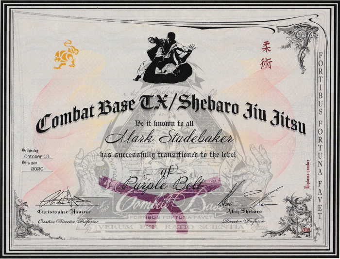 Purple belt · October 15, 2020 · Promoted by Alan Shebaro