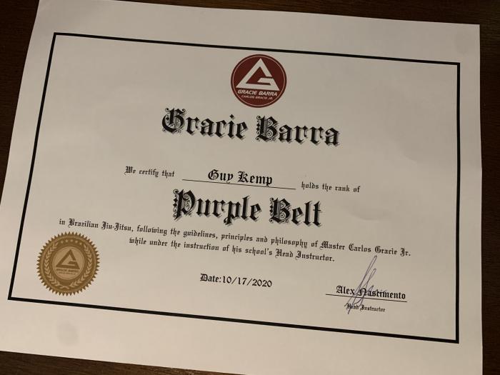 Purple belt · October 17, 2020 · Promoted by Alex Nascimento