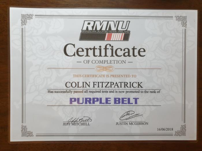 Purple belt · June 17, 2020 · Promoted by Justin McGibbon