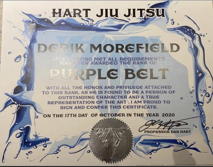 Purple belt · October 17, 2020 · Promoted by Dan Hart