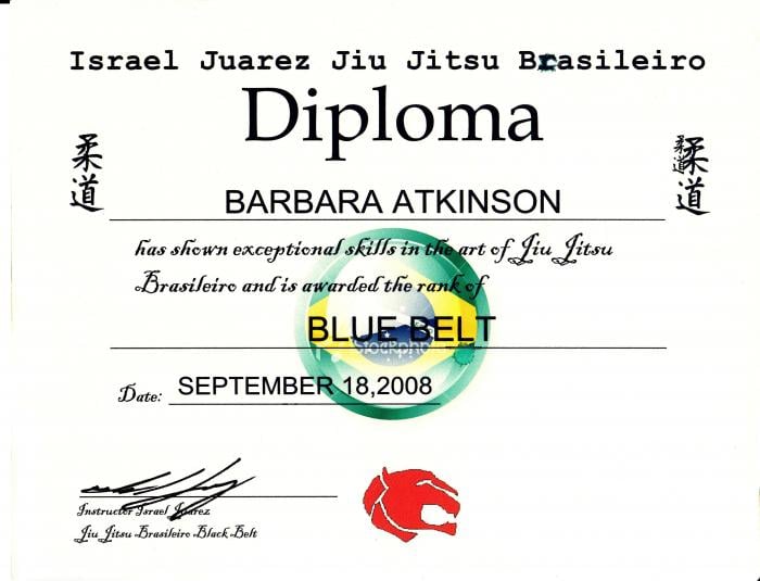 Blue belt · September 18, 2008 · Promoted by Israel Juarez