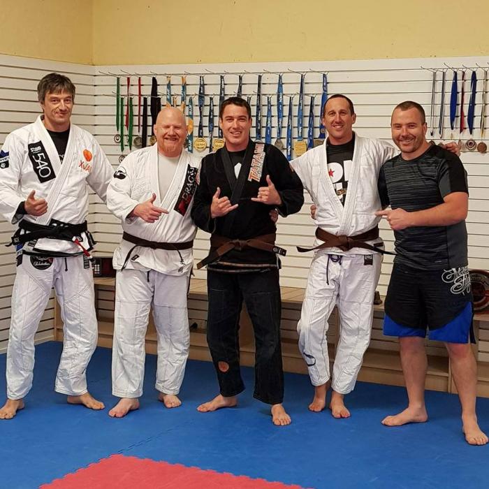 Jarrod and Jamie's brown belt promotion, Submission Lab, Dunedin, New Zealand. October 2017.