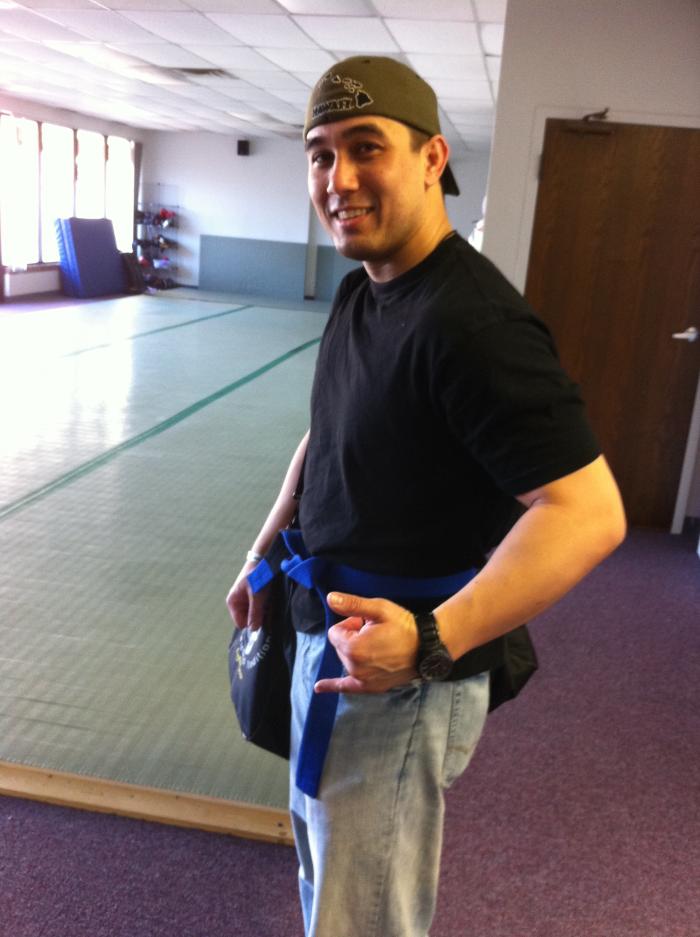 Day one earning my blue belt from Prof Christian Uflacker in Chicago