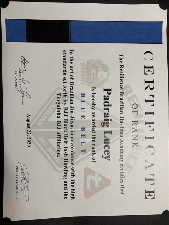 Blue belt · August 22, 2020 · Promoted by Joshua Bowling