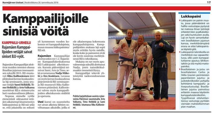 Blue belt · January 3, 2016 · Promoted by Riku Kallioniemi
