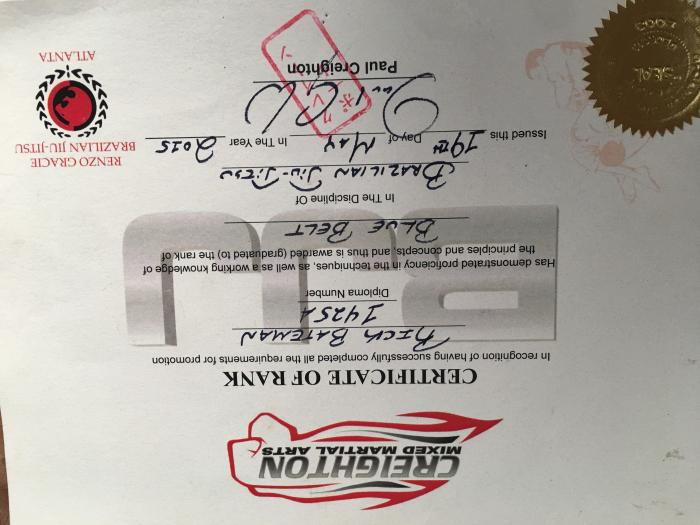 Blue belt · May 19, 2015 · Promoted by Paul creighton